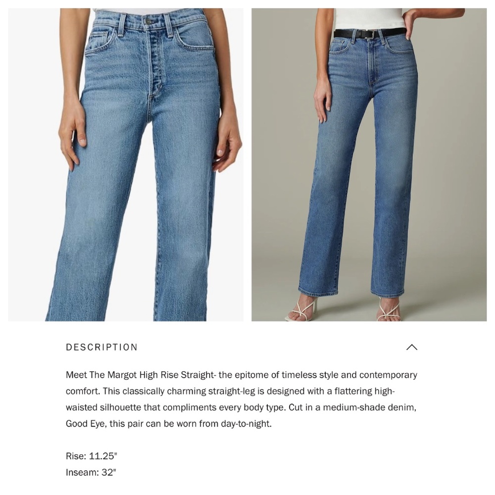 Joe’s NWT Margot High Rise Straight Leg in Good Eye Size 29